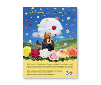 Trade business ad for Dole Fresh Flower