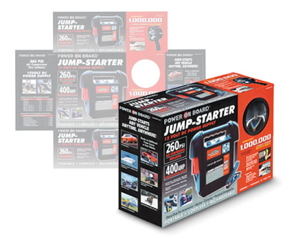 Combo Package Design for Jump Starter and High Beam Spotlight